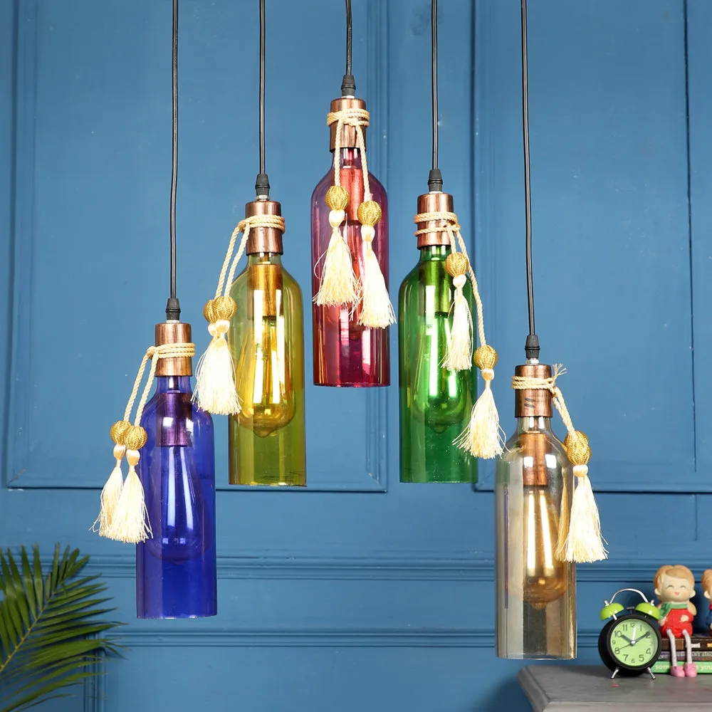 Cocktail Colorfull Glass Bottles Cluster Hanging Lights
