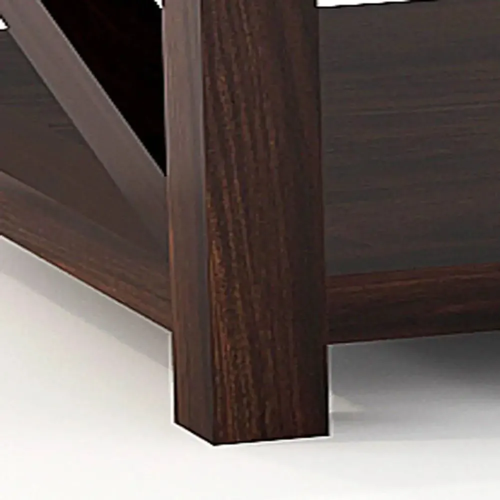 Cocoa Brown Shiny Base Rectangular Sheesham Wood Coffee Table Set Of 1