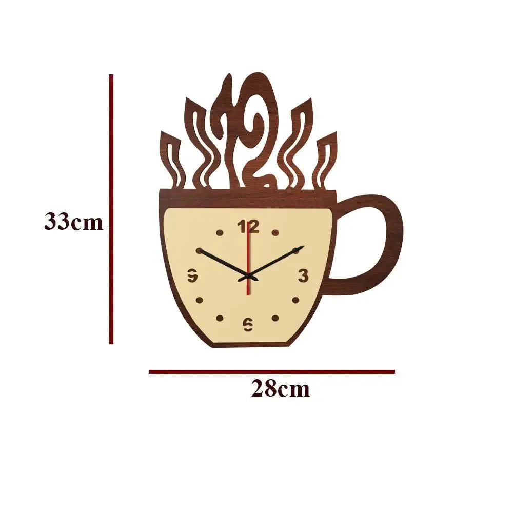 Coffee Cup Designer Dual Layer Wooden Wall Clock