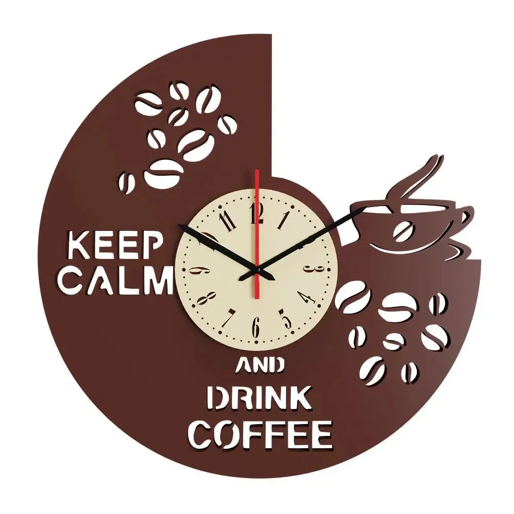 Coffee Designer Dual Layer Wooden Wall Clock