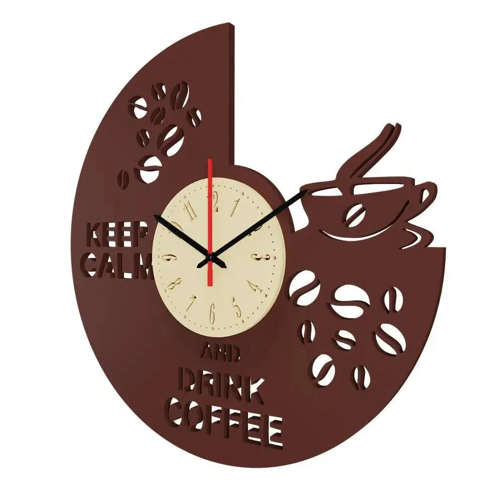 Coffee Designer Dual Layer Wooden Wall Clock