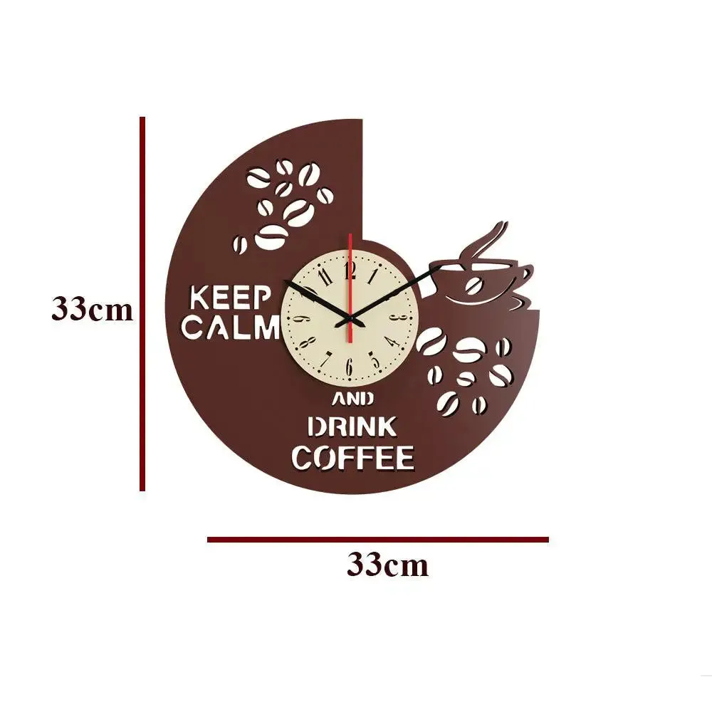 Coffee Designer Dual Layer Wooden Wall Clock