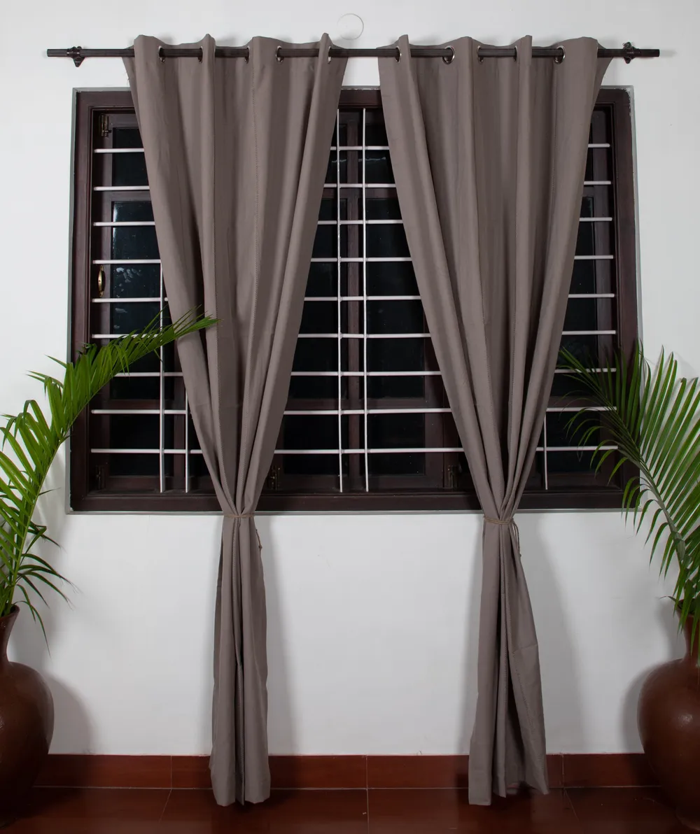 Coffee Dobby Door and Window Curtain