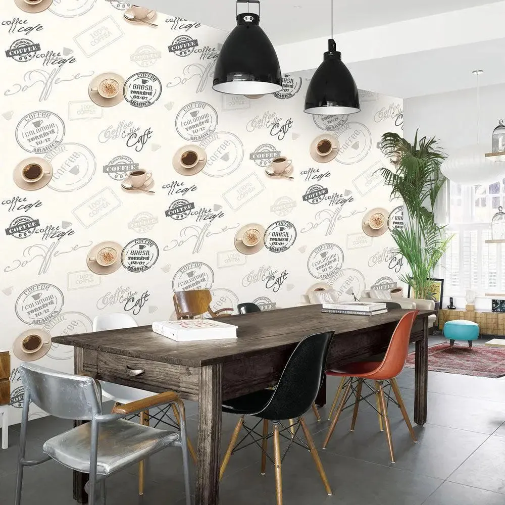 Coffee House Textured Funky Wallpaper