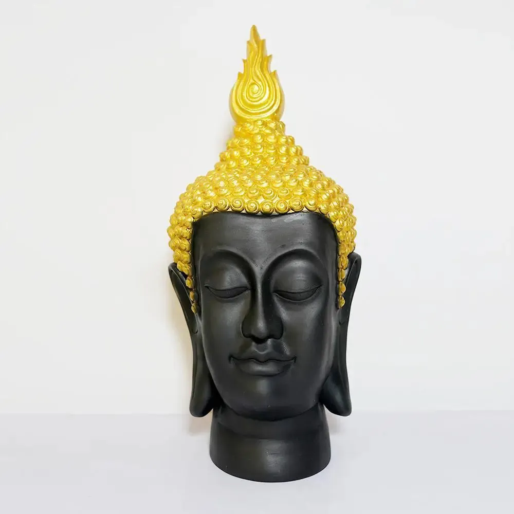 Collectible Buddha Face Decorative Table Accent Black,Gold