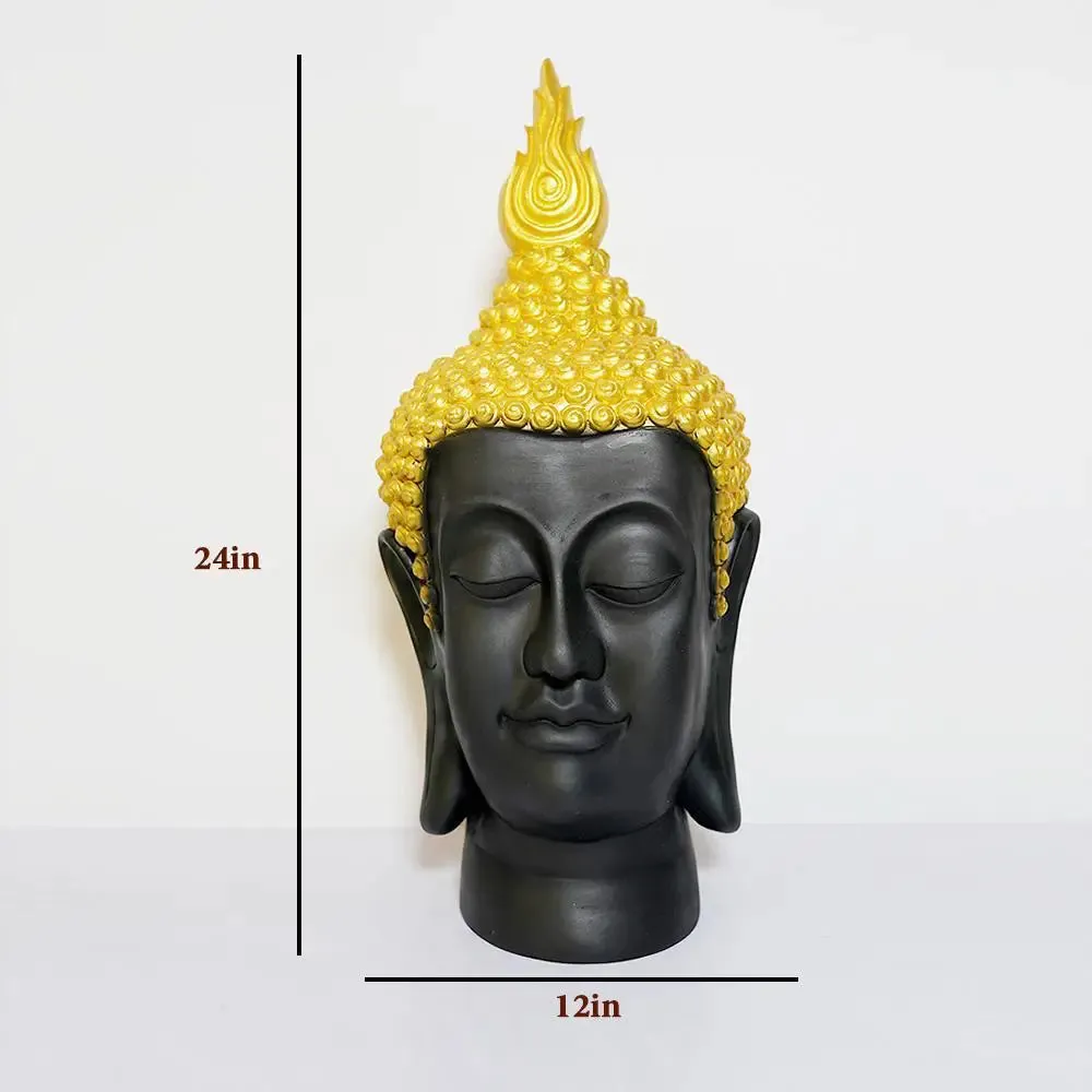 Collectible Buddha Face Decorative Table Accent Black,Gold