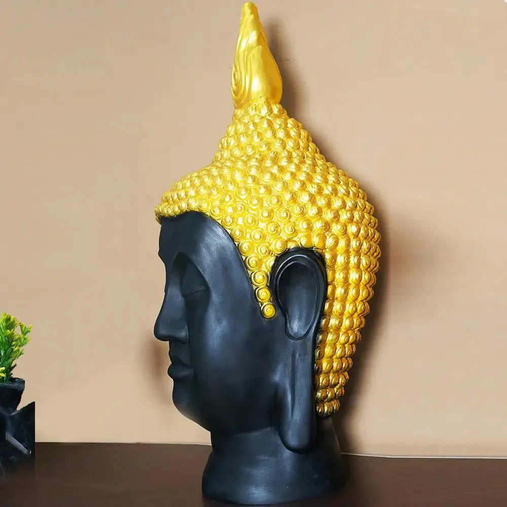 Collectible Buddha Face Decorative Table Accent Black,Gold