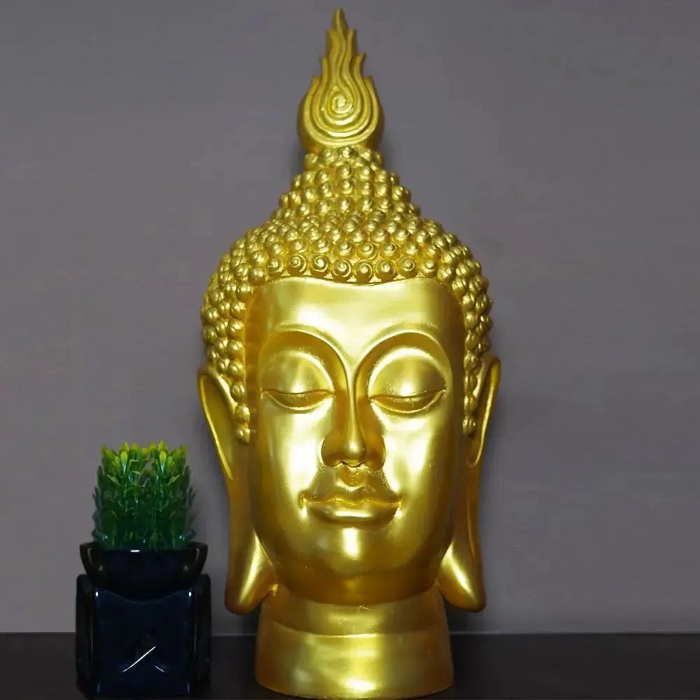 Collectible Buddha Face Table Accent Golden Color