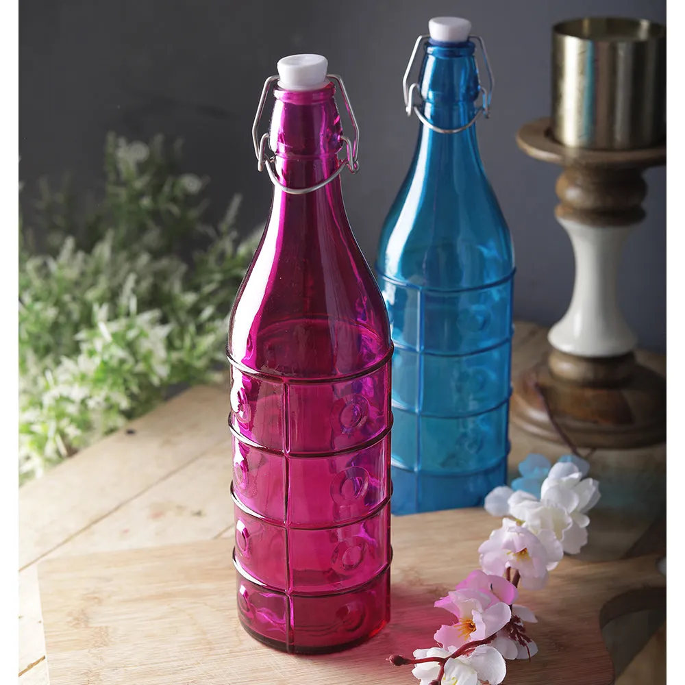 Colored Marble Shaped Designer Water Bottle With Inox Cap Set Of 2