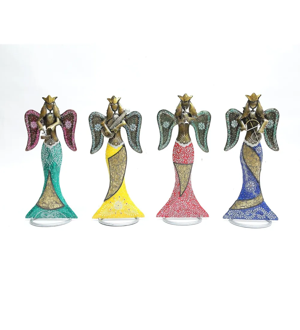 Colorful Angels Rajasthani Art Table Accents / Showpiece Set Of 4