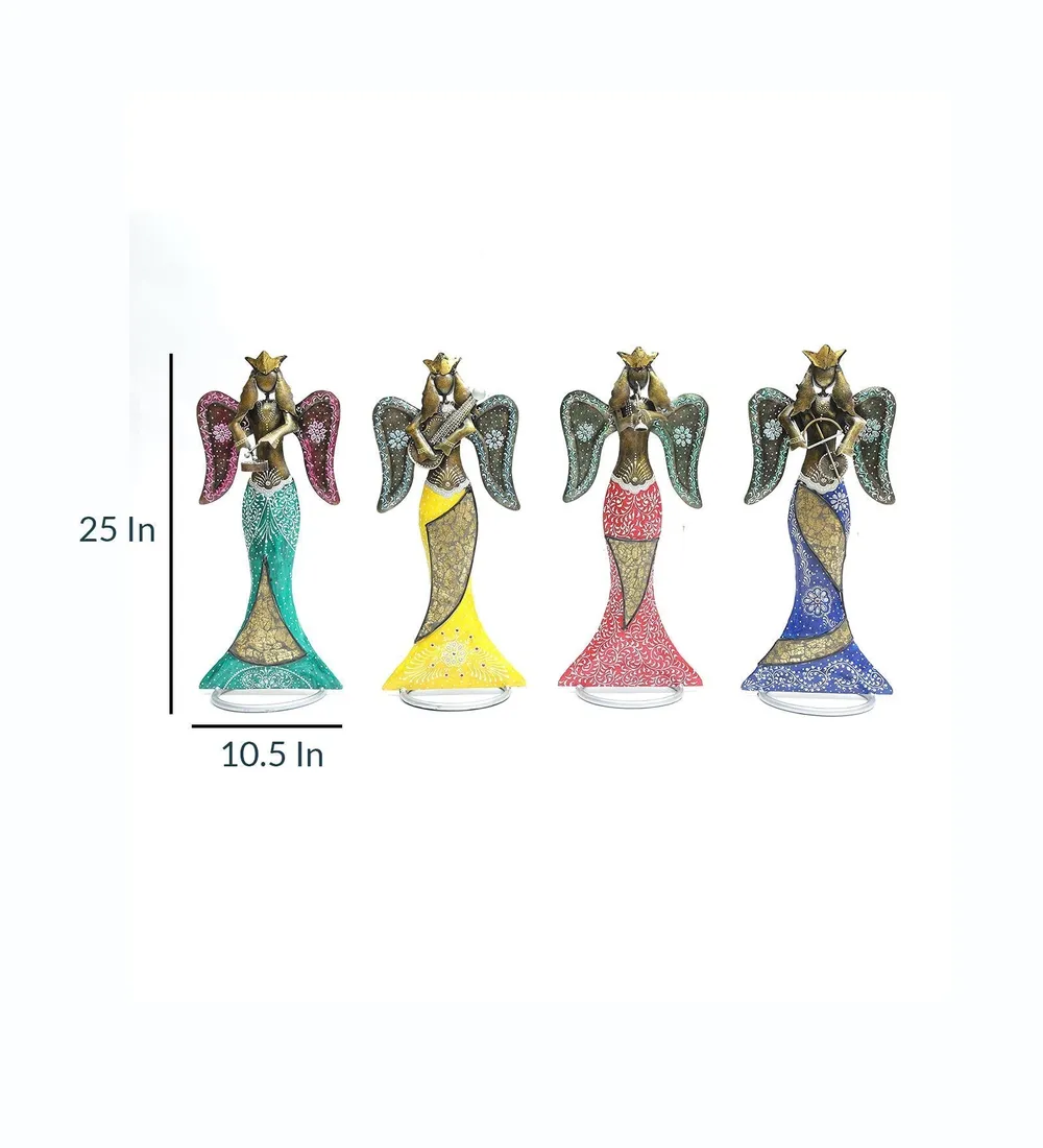 Colorful Angels Rajasthani Art Table Accents / Showpiece Set Of 4