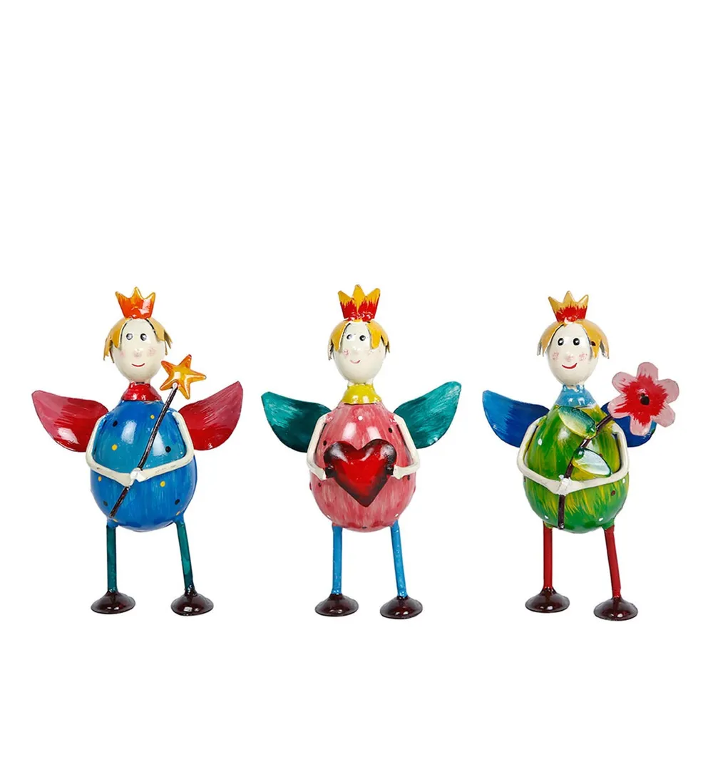 Colorful Decorative Angel Metal Figurine / Showpiece Set Of 3