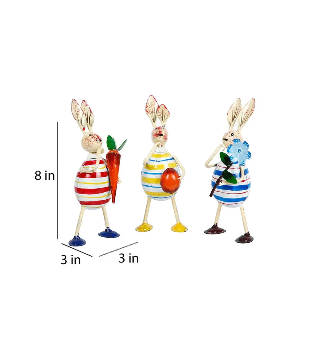 Colorful Decorative Rabbit Eggs Table Accent / Showpiece Set Of 3