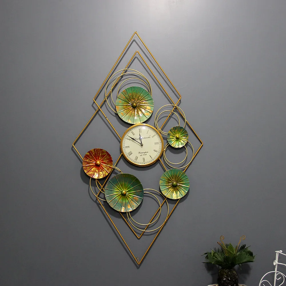 Colorful Floral Clock Metal Wall Art