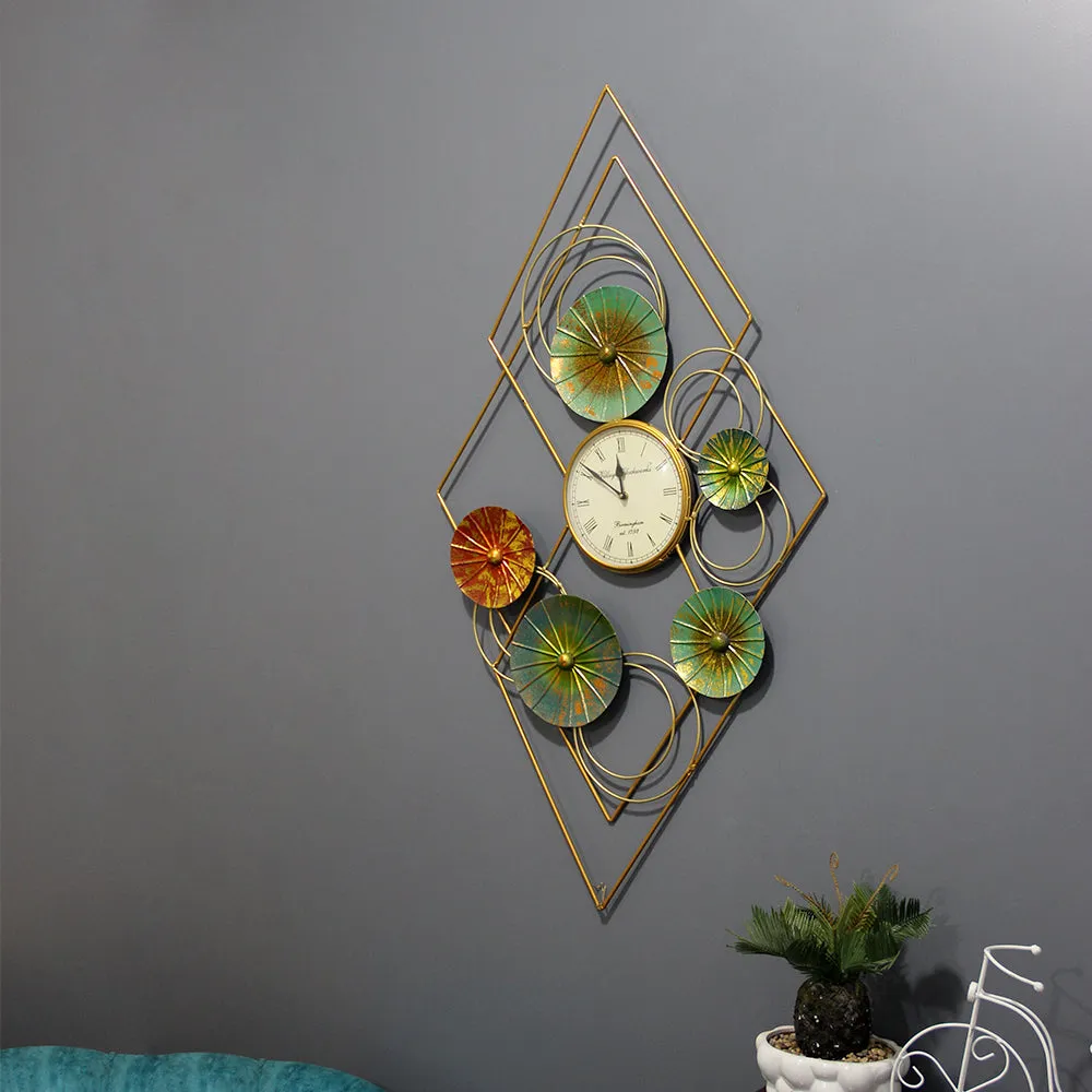 Colorful Floral Clock Metal Wall Art