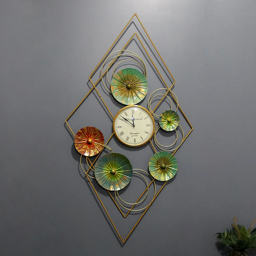 Colorful Floral Clock Metal Wall Art