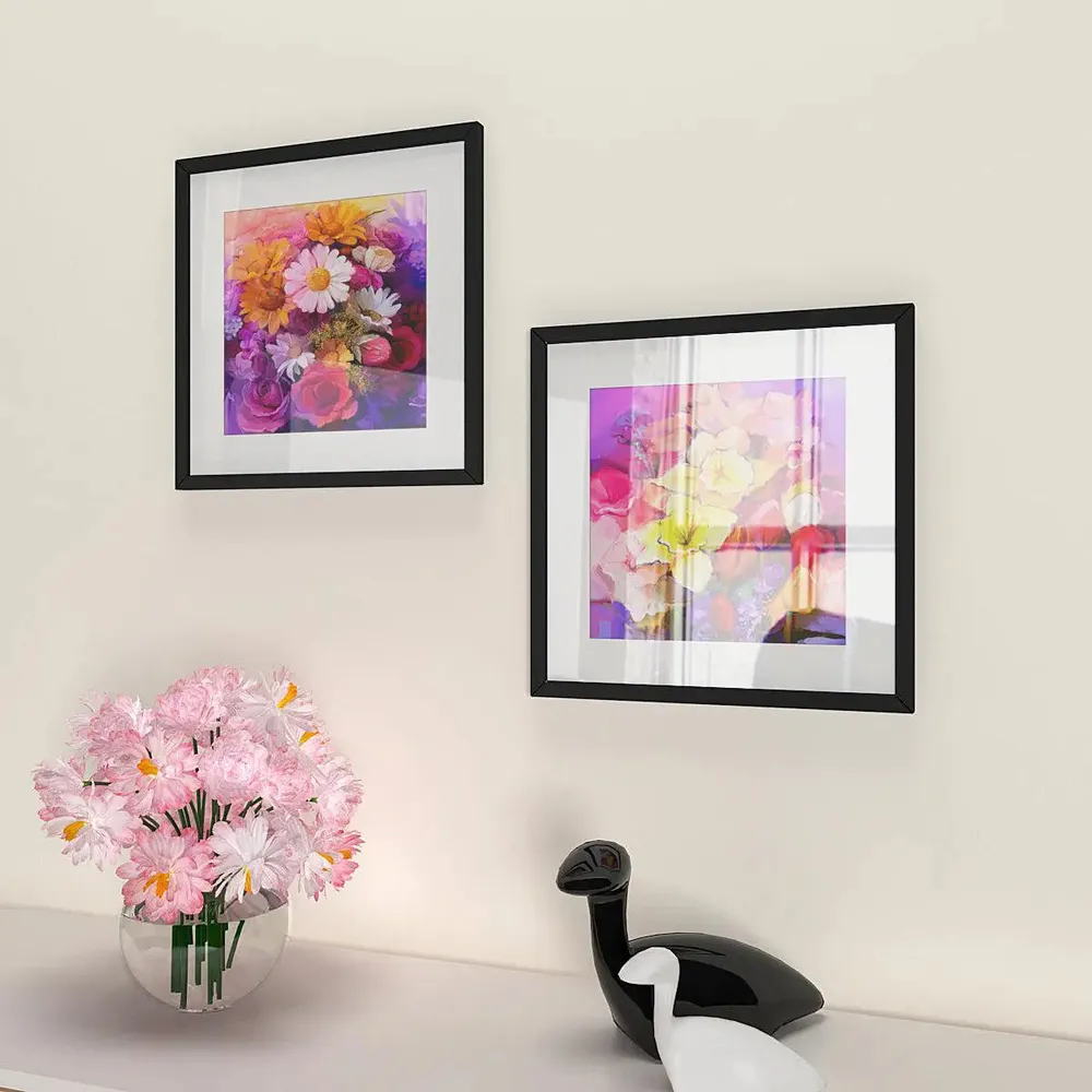 Colorful Flower Bunch Wall Frames Set of 2