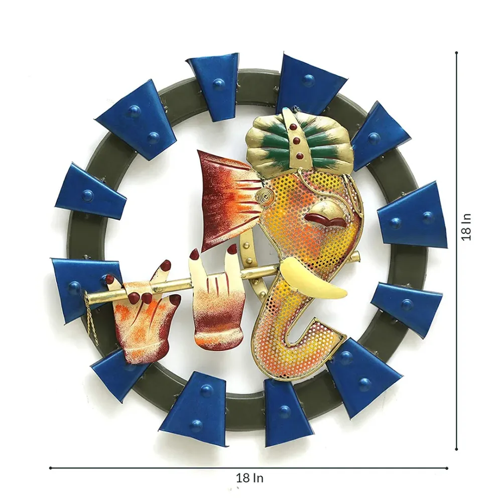Colorful Ganesh Panel Metal Wall Decor