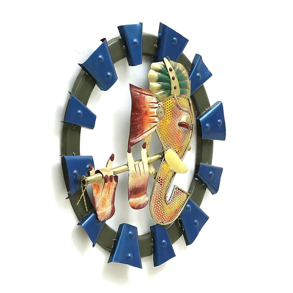 Colorful Ganesh Panel Metal Wall Decor