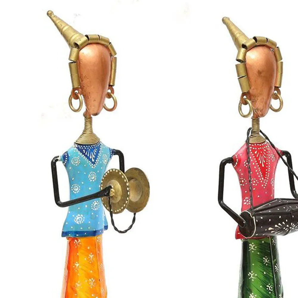 Colorful Ladies Playing Music Figurine / Showpiece Set Of 3