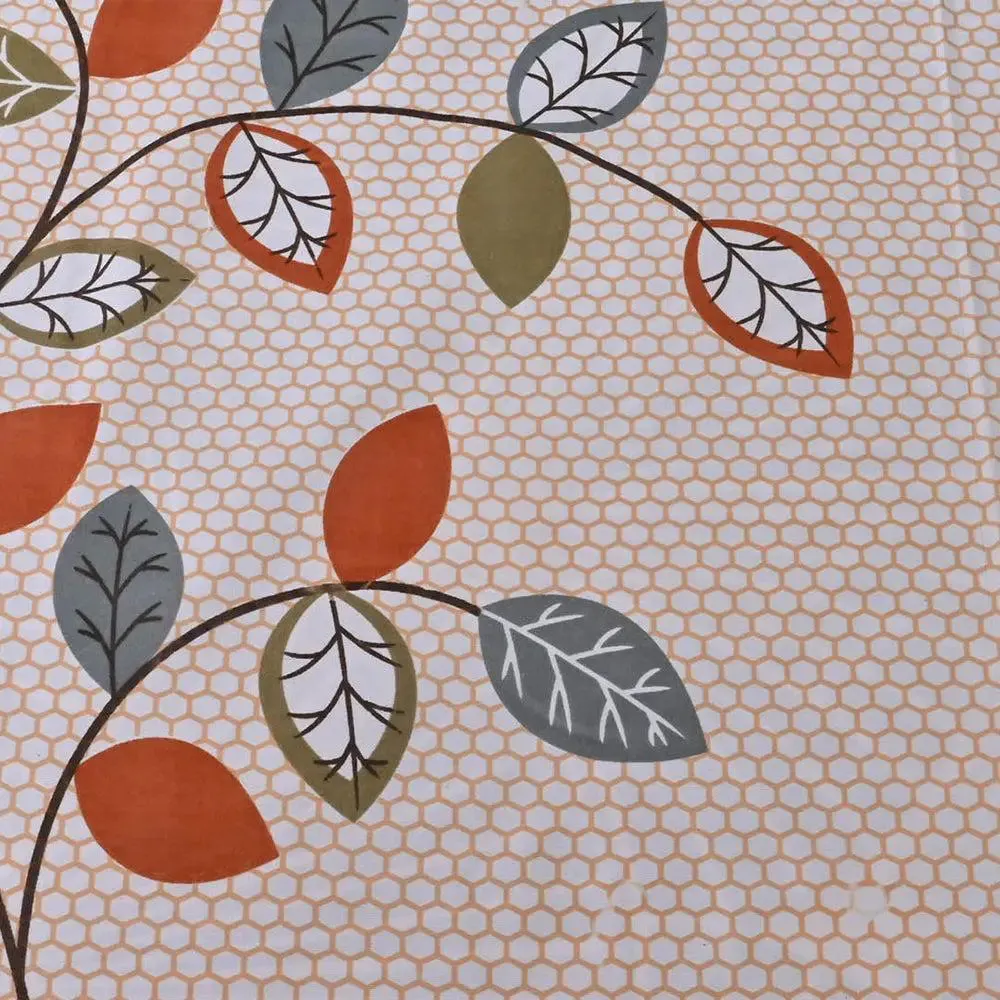 Colorful Leaves Beige Cotton Double Bedsheet With 2 Pillow Covers