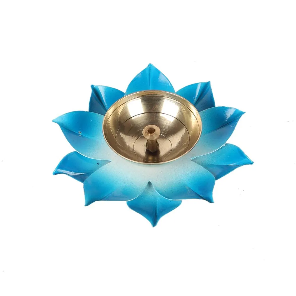 Colorful Lotus Shaped Brass Diyas Set Of 4