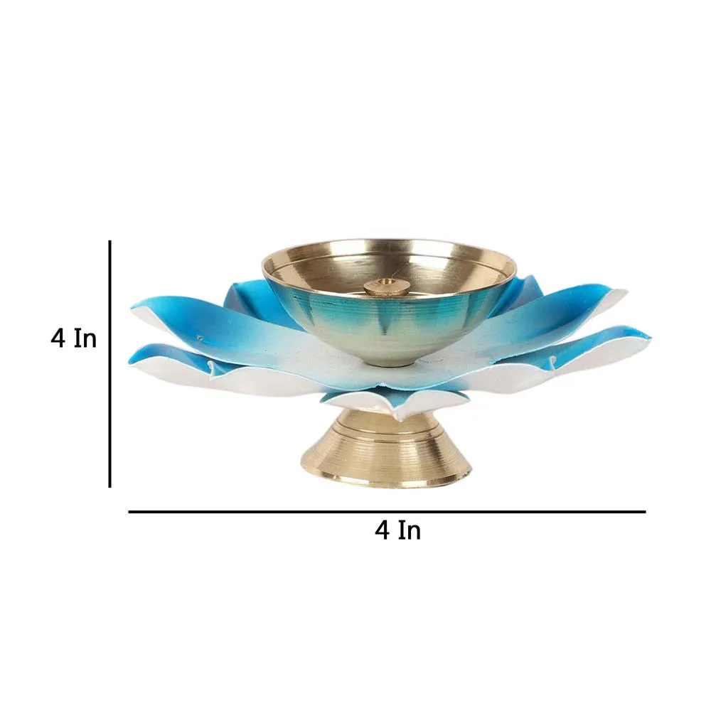 Colorful Lotus Shaped Brass Diyas Set Of 4
