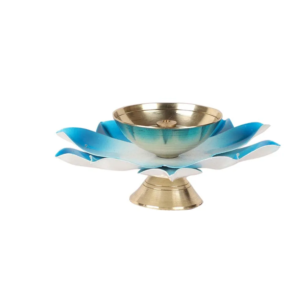 Colorful Lotus Shaped Brass Diyas Set Of 4