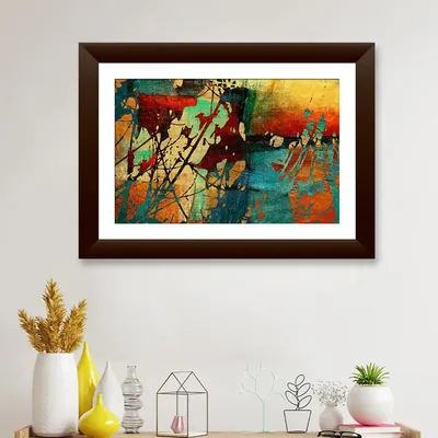 Colorful Modern Art Wall Frame Painting   Abstract Design Framed with Break Resistant Clear Acrylic