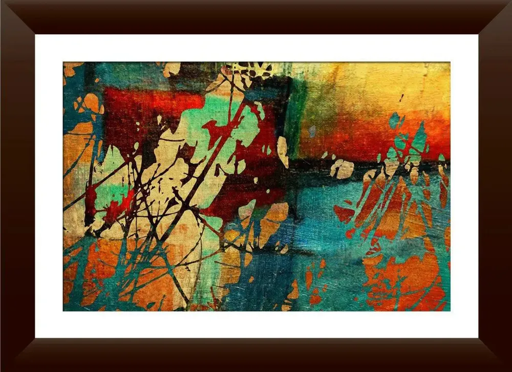 Colorful Modern Art Wall Frame Painting   Abstract Design Framed with Break Resistant Clear Acrylic