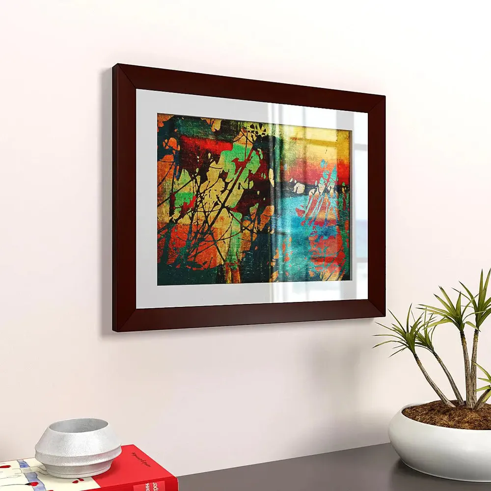 Colorful Modern Art Wall Frame Painting   Abstract Design Framed with Break Resistant Clear Acrylic