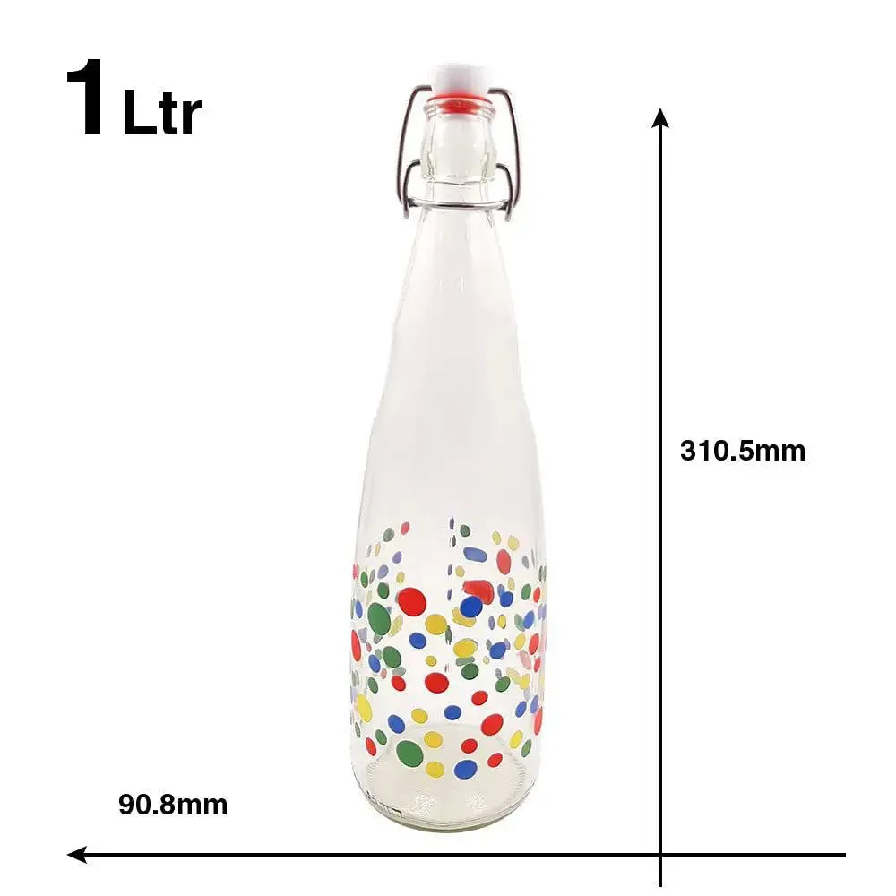 Colorful Polka Dotted Glass Water Bottle With Cork Set Of 3