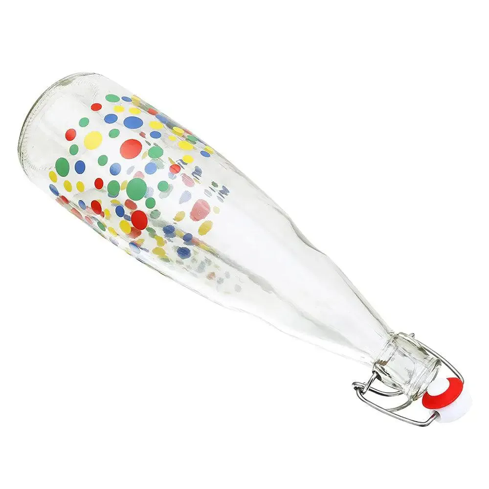 Colorful Polka Dotted Glass Water Bottle With Cork Set Of 3
