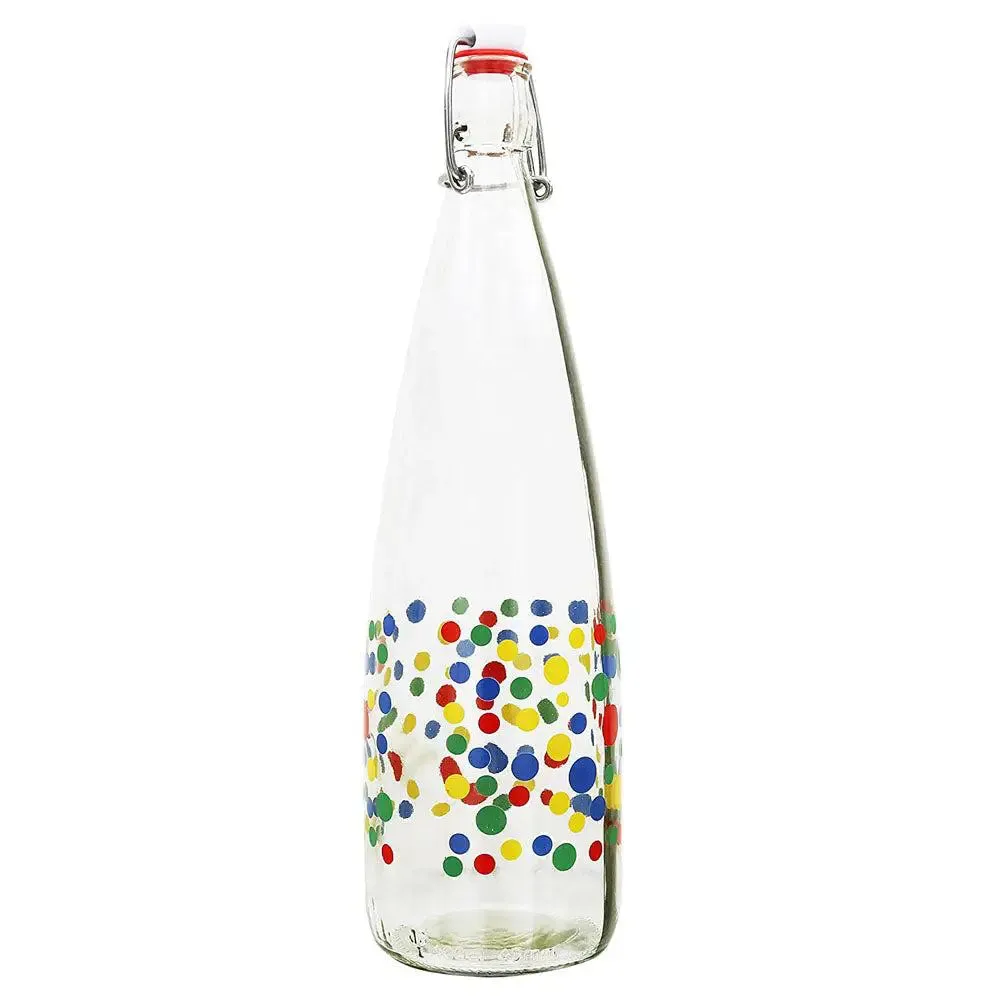 Colorful Polka Dotted Glass Water Bottle With Cork Set Of 3