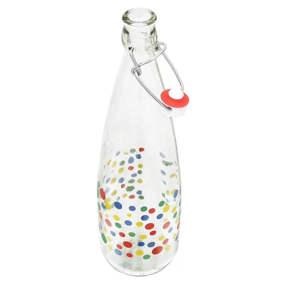 Colorful Polka Dotted Glass Water Bottle With Cork Set Of 3