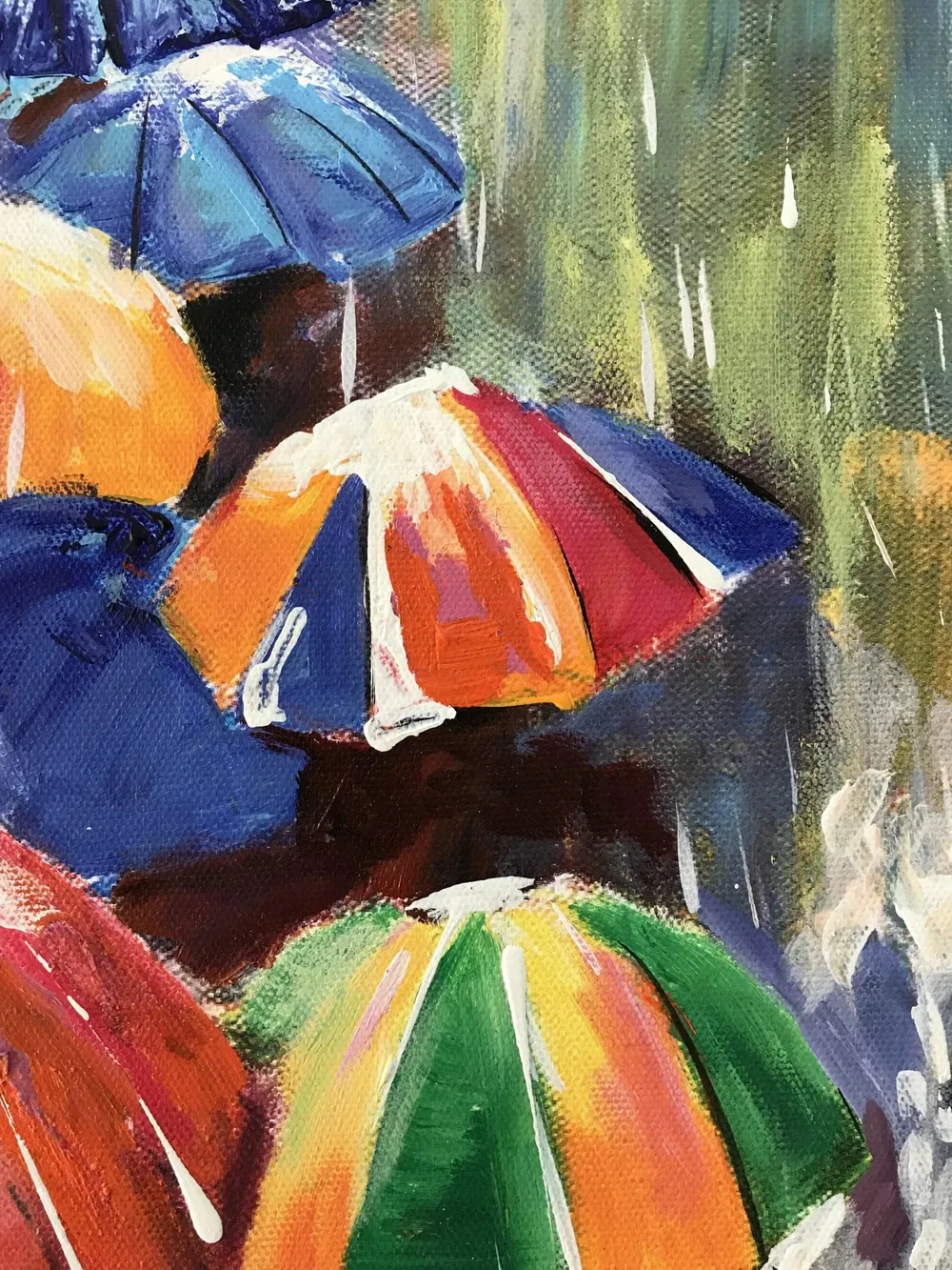 Colorful Rainy Season Painting / Handmade Painting on Canvas framed in Black Framed, 60 cm (H) X 40 cm (L), Default color