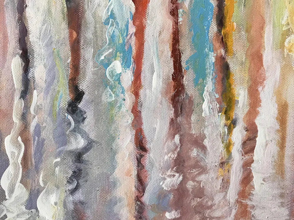 Colorful Rainy Season Painting / Handmade Painting on Canvas framed in Black Framed, 60 cm (H) X 40 cm (L), Default color