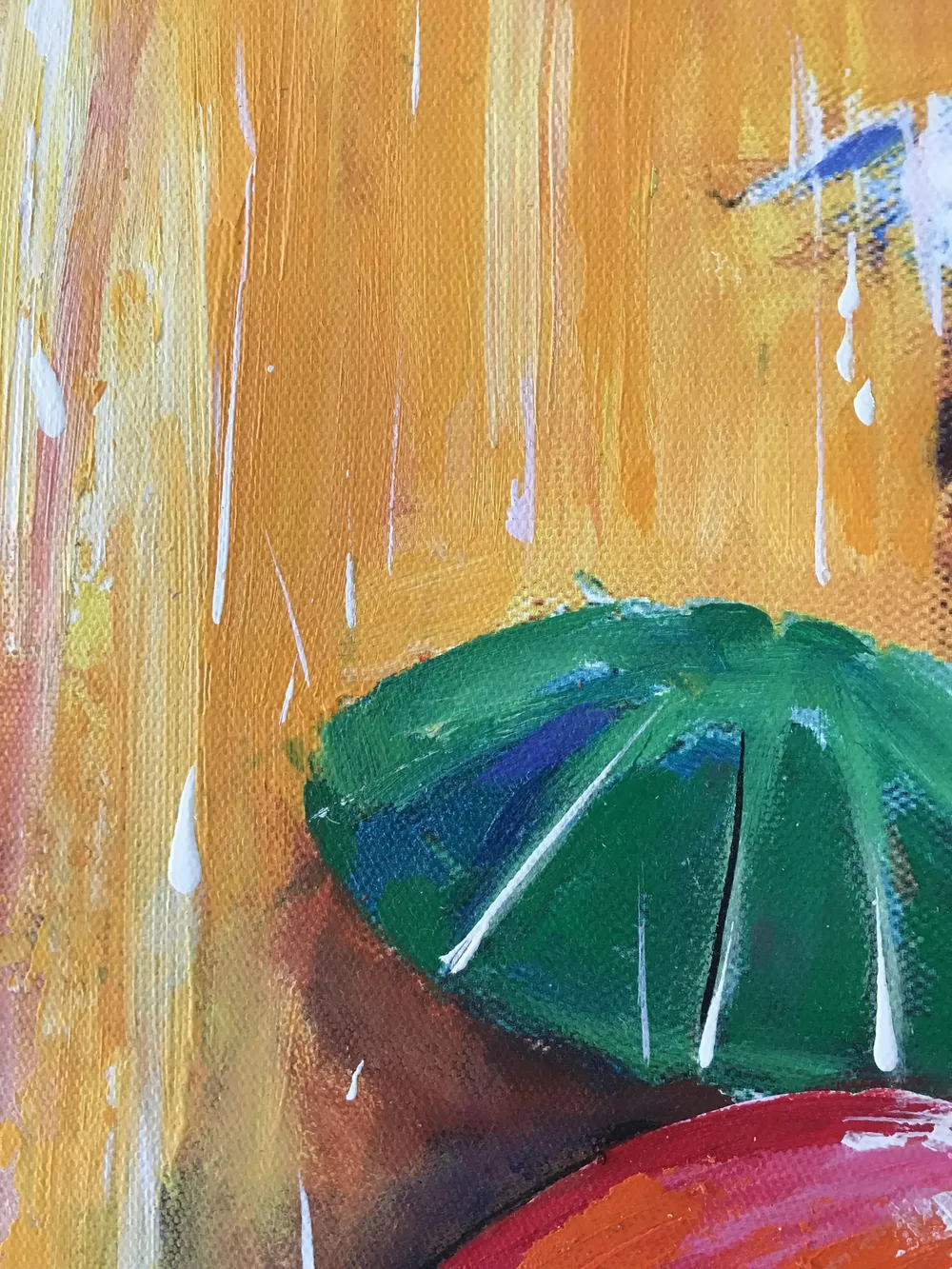 Colorful Rainy Season Painting / Handmade Painting on Canvas framed in Black Framed, 60 cm (H) X 40 cm (L), Default color