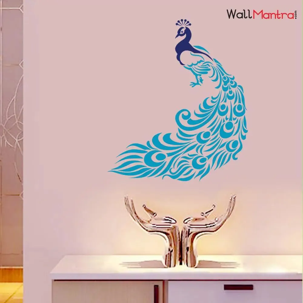 Colorful Sitting Peacock Wall Decal Wall Sticker 24x28 in