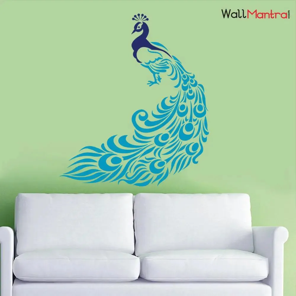 Colorful Sitting Peacock Wall Decal Wall Sticker 24x28 in
