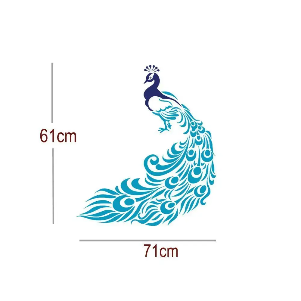Colorful Sitting Peacock Wall Decal Wall Sticker 24x28 in