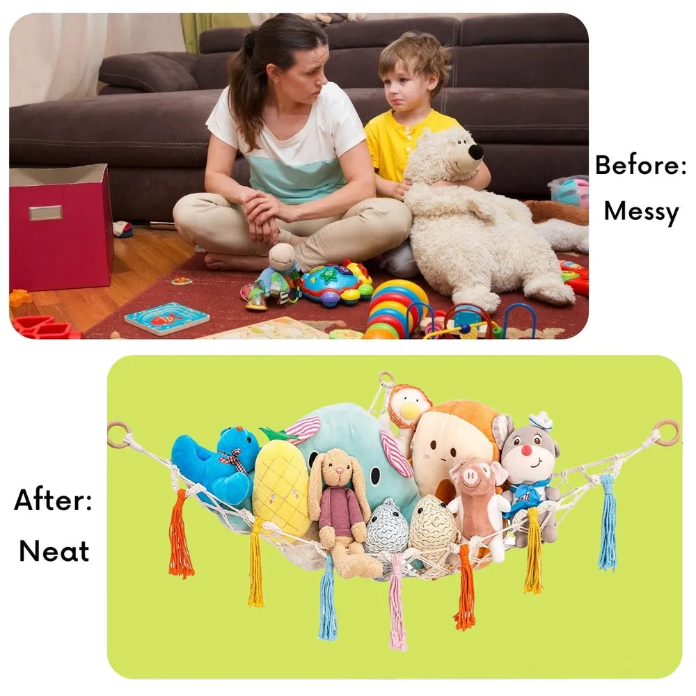 Colorful Tassel Off-white Macrame Soft Toy Hammock for Kids Room