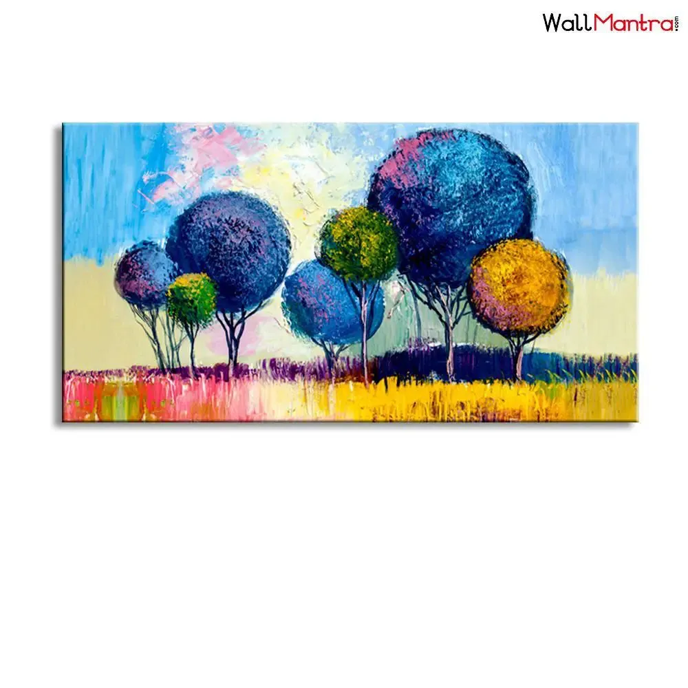 Colorful Trees Scenery  Canvas Painting In Big Size With Frame
