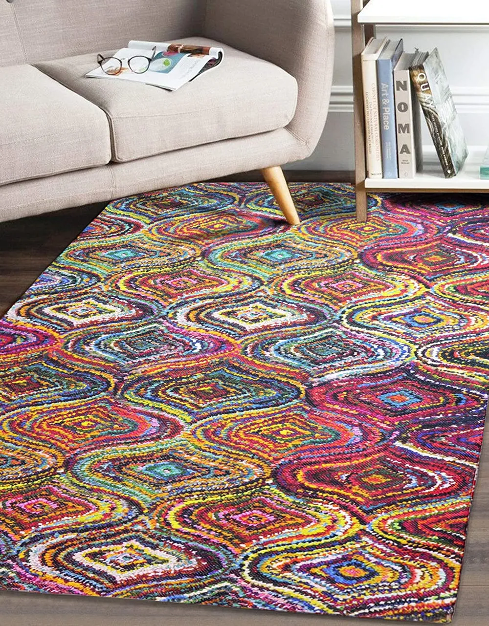 Colorful Waves Traditional Digital Printed Polyester Rug