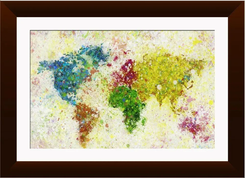 Colorful World Map Tour Framed Wall Painting