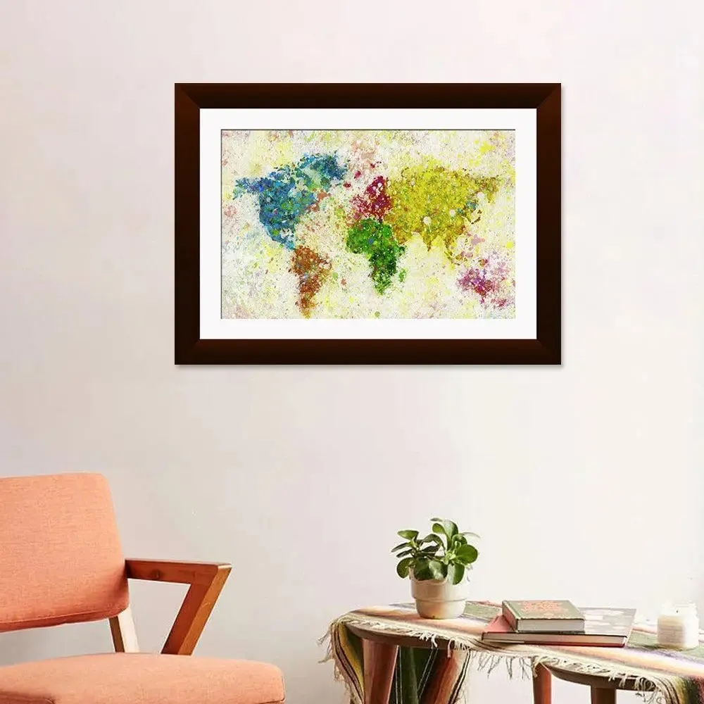 Colorful World Map Tour Framed Wall Painting