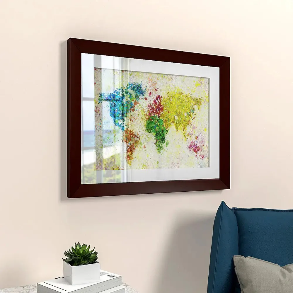 Colorful World Map Tour Framed Wall Painting