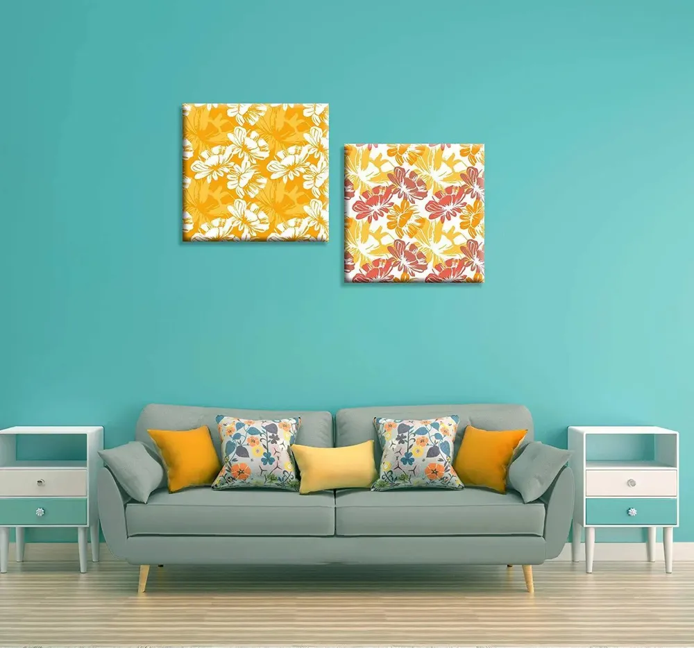 Colourful Abstract Floral   Canvas Printed Painting Stretched on Wooden Canvas