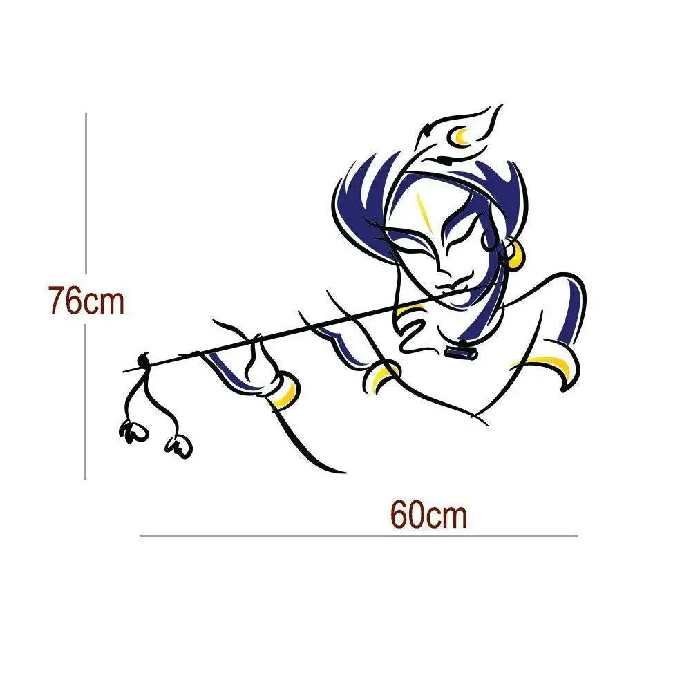 Colourful Krishna Wall Sticker for Living Room/Self Adhesive Vinyl Wall Decal(76 x 60 cm)