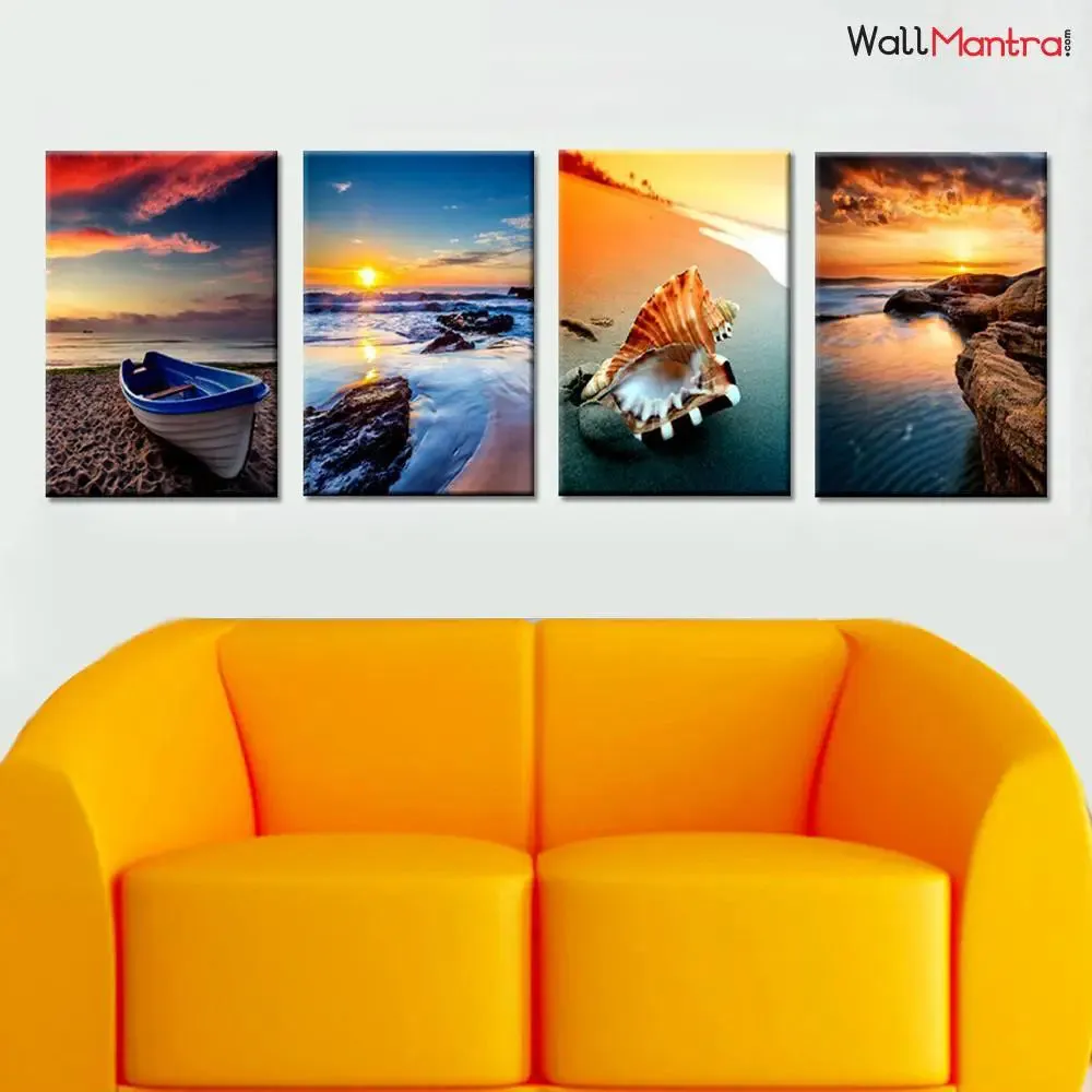 Colours of The Ocean With Sunrise Wooden Framed Canvas Wall Painting